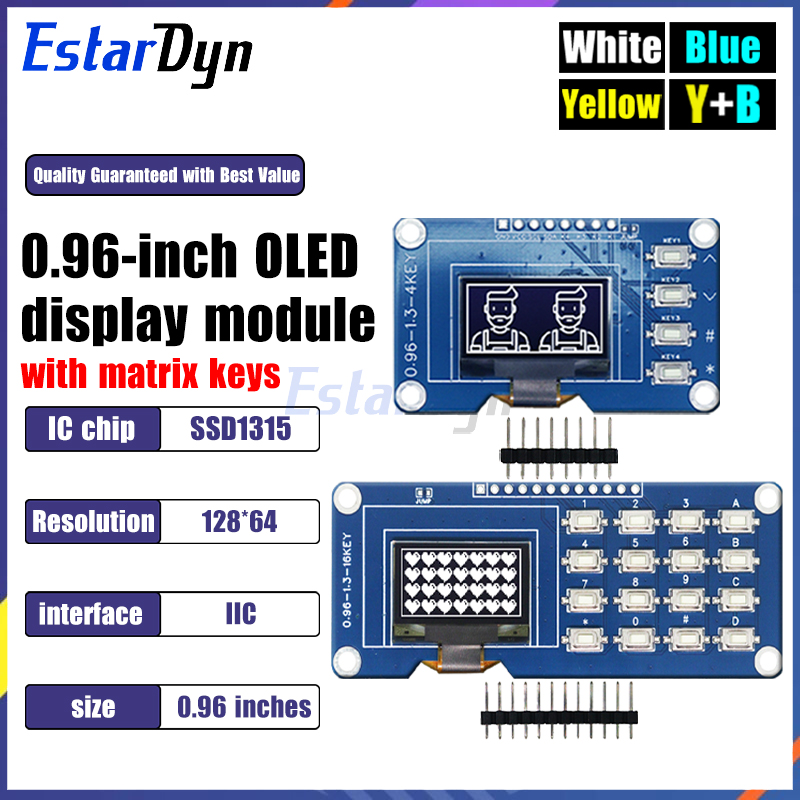 Raspberry Pi Keyboard - 0.96 Inch OLED Display with 4x4