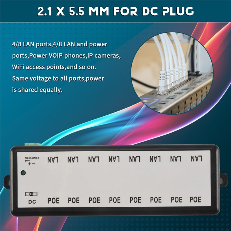 PHILE-8 Ports Poe Injector Poe - Power Over Ethernet ulasan dan harga