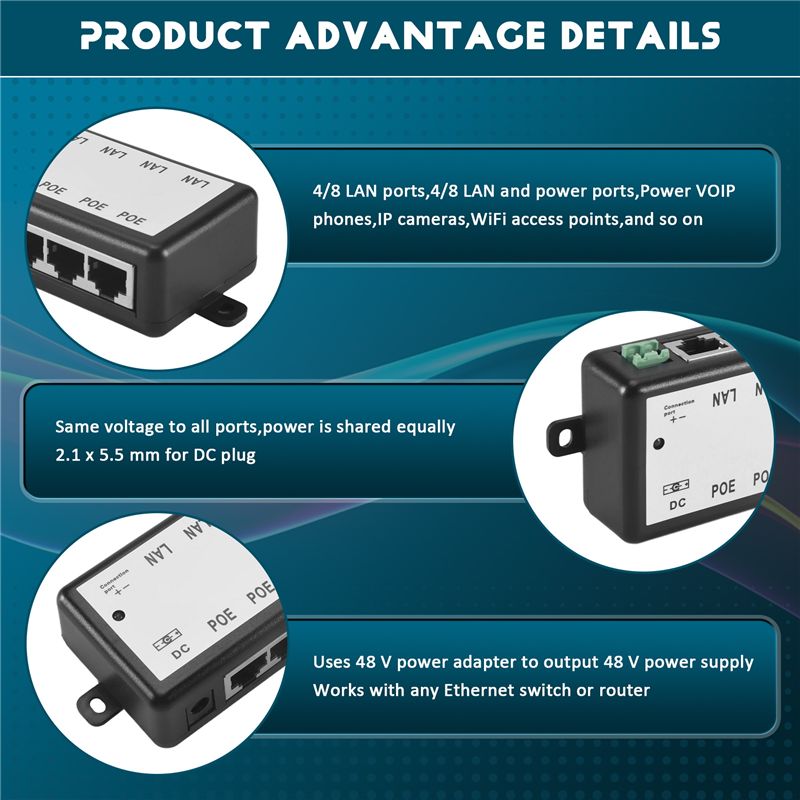 PHILE-8 Ports Poe Injector Poe - Power Over Ethernet ulasan dan harga