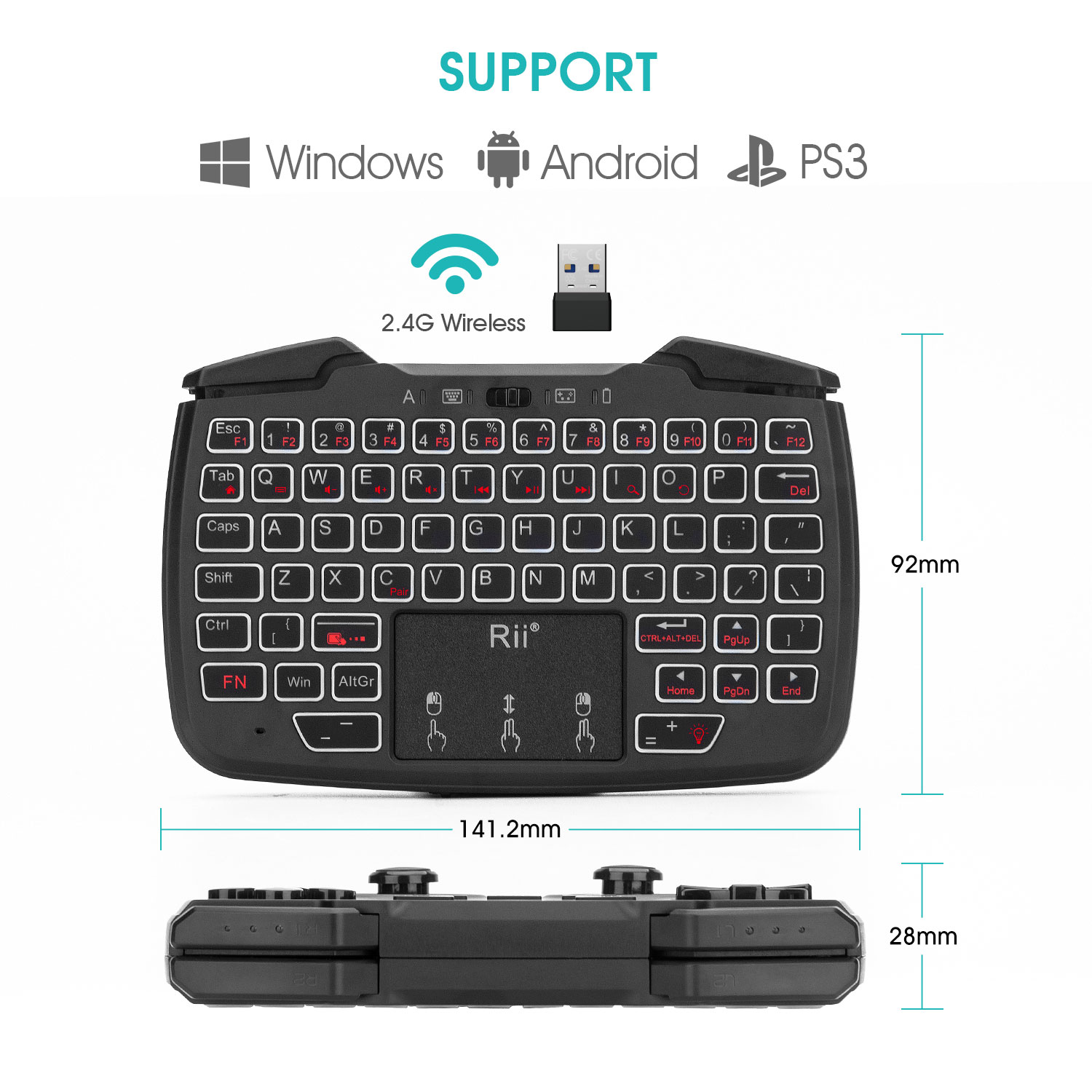 Rii RK707 2.4GHz Wireless Port - Raspberry Pi Keyboard ulasan dan harga